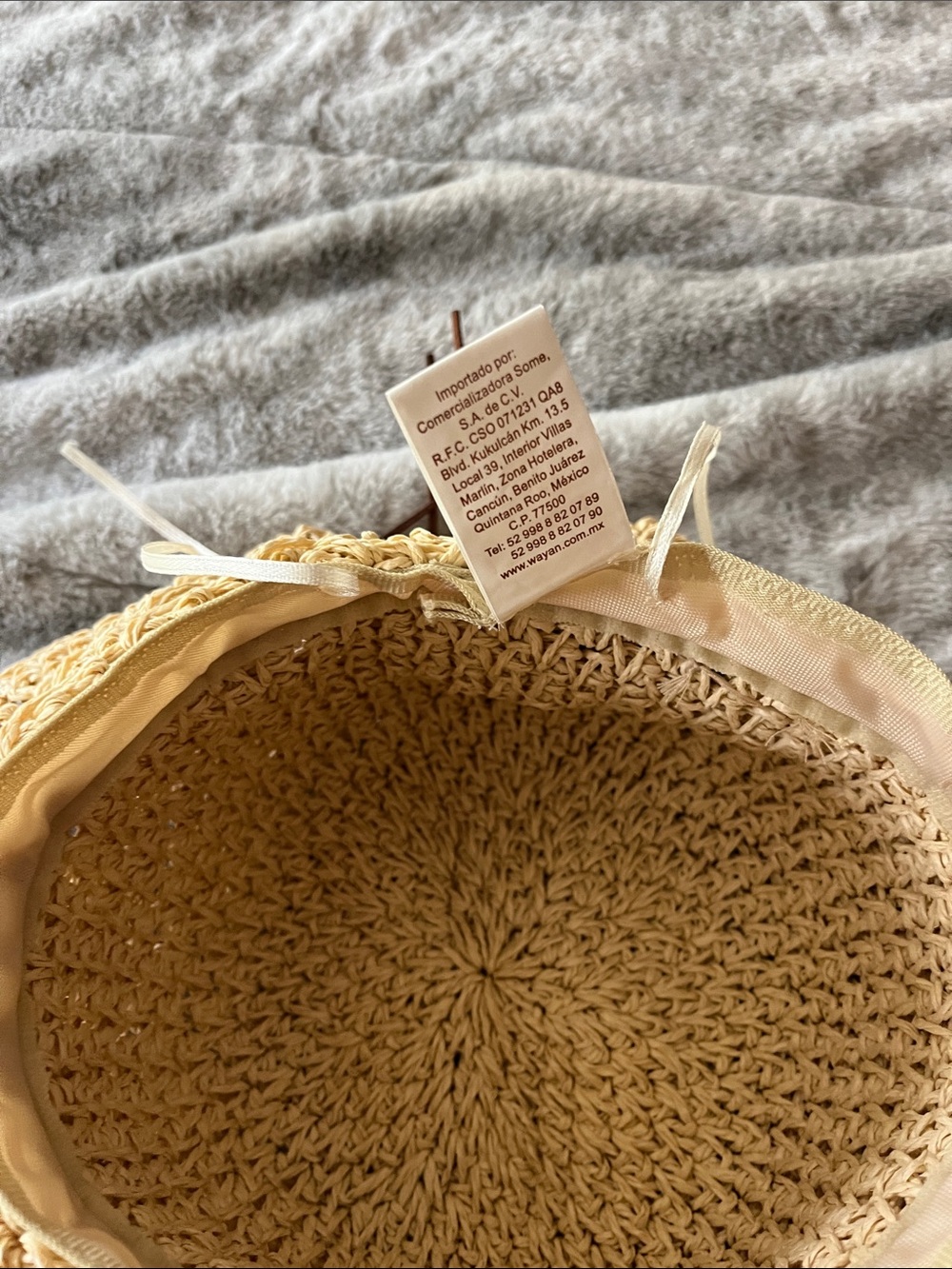 Straw Crochet Sun Hat with Brown Tie - Women's Beach Hat - Picture 5 of 6